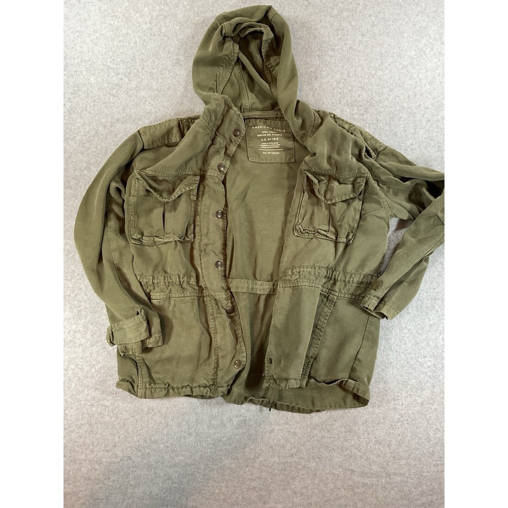 American Eagle Hooded Jacket Army Green Full Zip Female Size Grunge/Y2K XS #394